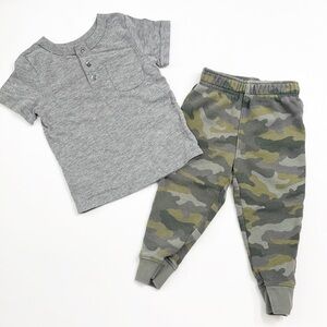 Cat & Jack gray tee + camo sweatpants toddler boy outfit